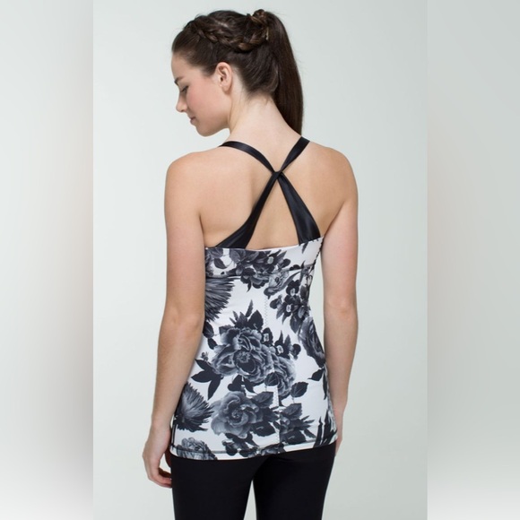 Lululemon practice daily tank top brisk bloom black white floral - Picture 1 of 5